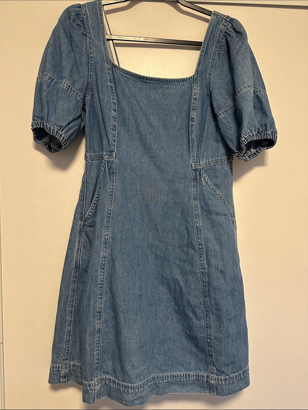 Madewell Denim Mini Dress with Puff Sleeves and Pockets